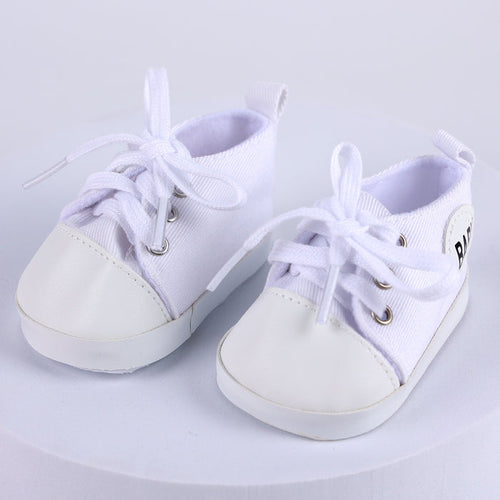 17"-20" White Canvas Shoes Accessories for Reborn Baby Dolls