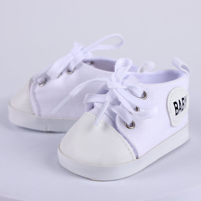 17"-20" White Canvas Shoes Accessories for Reborn Baby Dolls