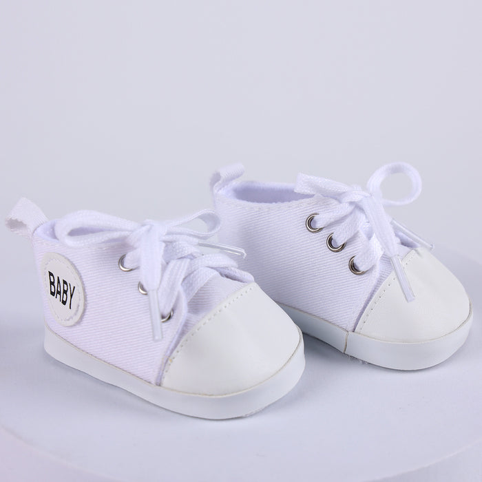 17"-20" White Canvas Shoes Accessories for Reborn Baby Dolls