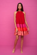 Aegean Satin Tiered Mini Dress