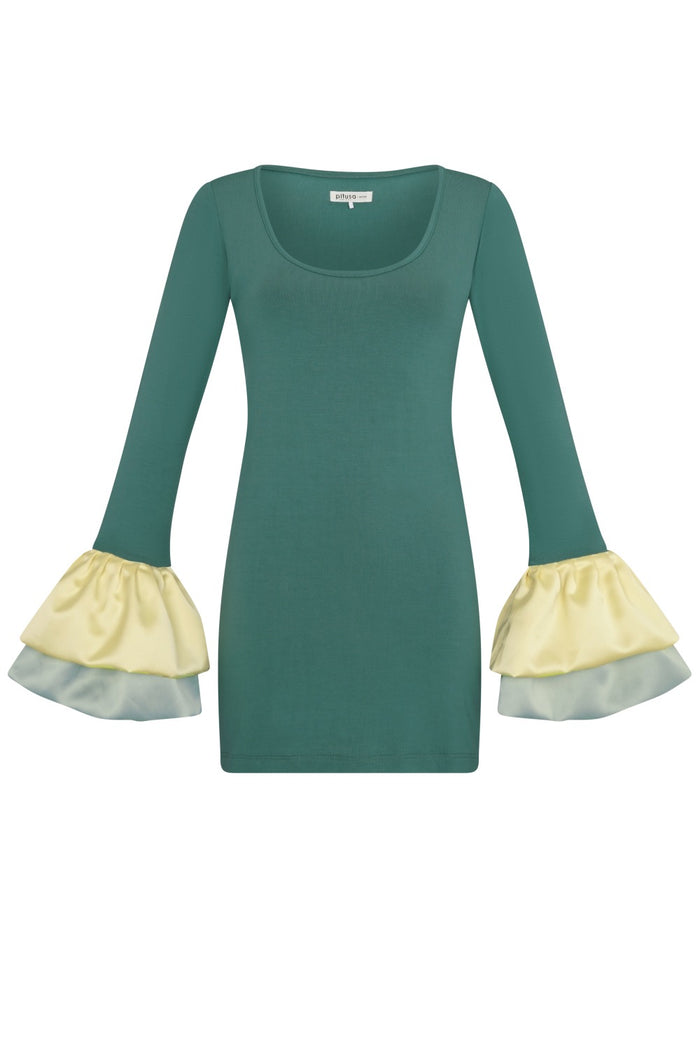 Alara Satin Ruffle Mini Dress