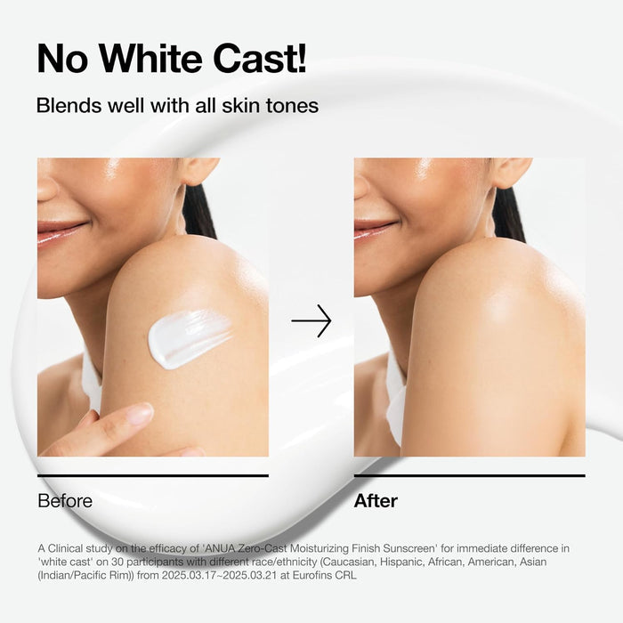 ANUA Zero-Cast Moisturizing Finish Sunscreen SPF50+ PA++++