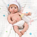 Babeside 12" Full Silicone Reborn Baby Doll Blonde Hair Girl Pink Lyla Brown Eye Flower