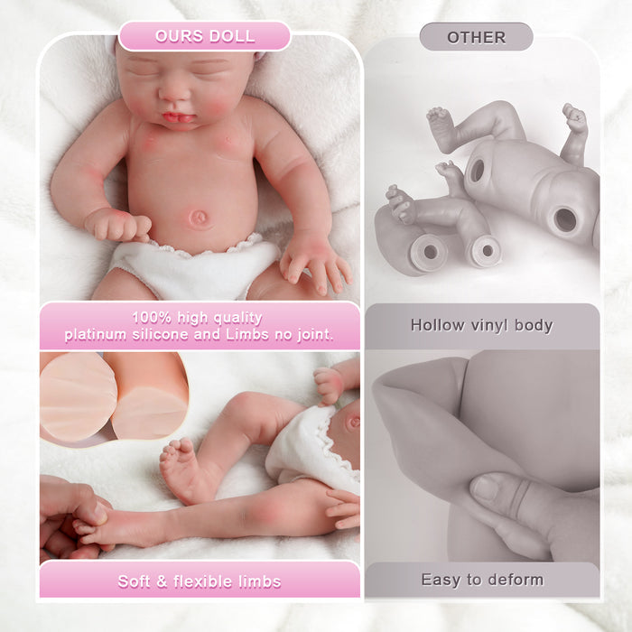 Babeside 12" Full Silicone Sleeping Reborn Baby Girl Gina
