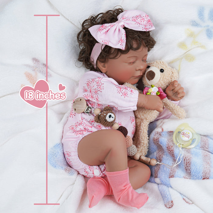 Babeside 17'' Adorable Reborn Baby Doll African American Sleeping Girl Nate