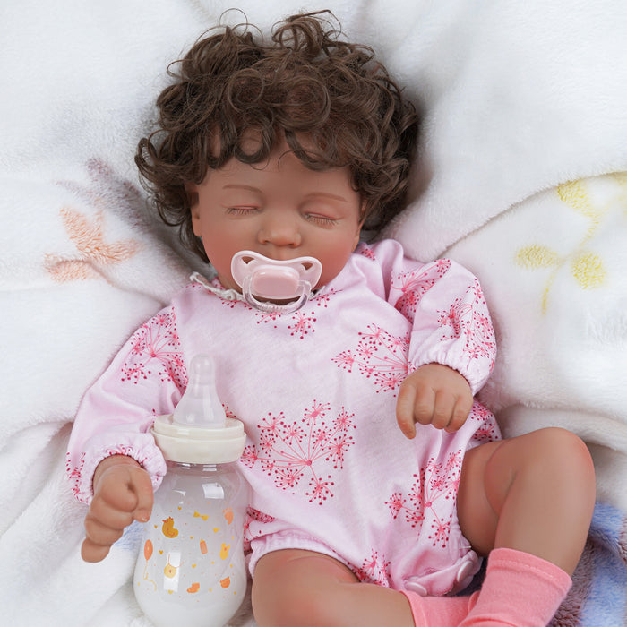 Babeside 17'' Adorable Reborn Baby Doll African American Sleeping Girl Nate