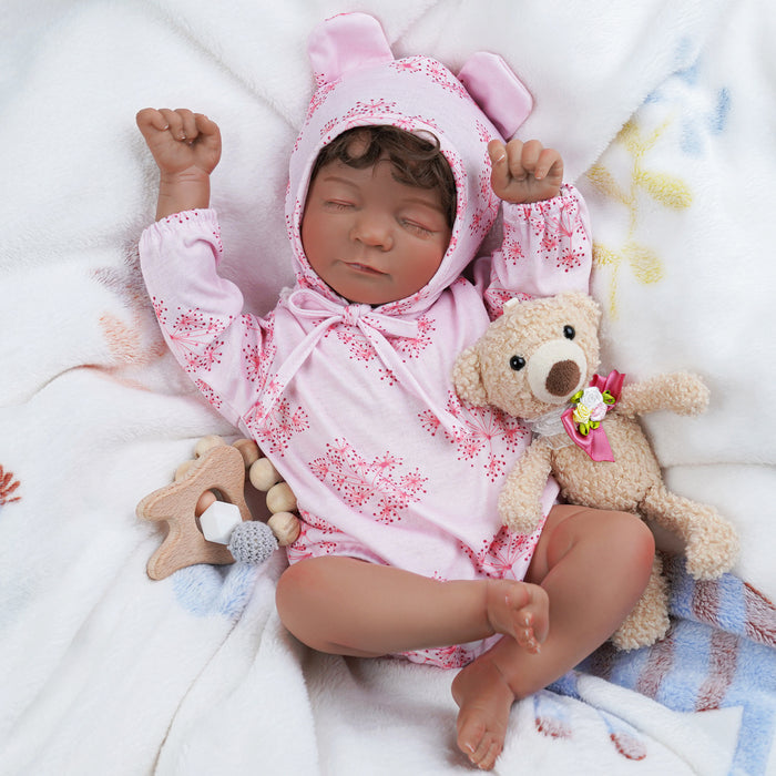 Babeside 17'' Adorable Reborn Baby Doll African American Sleeping Girl Nate