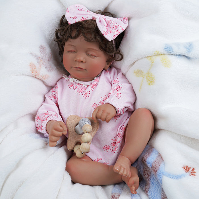Babeside 17'' Adorable Reborn Baby Doll African American Sleeping Girl Nate