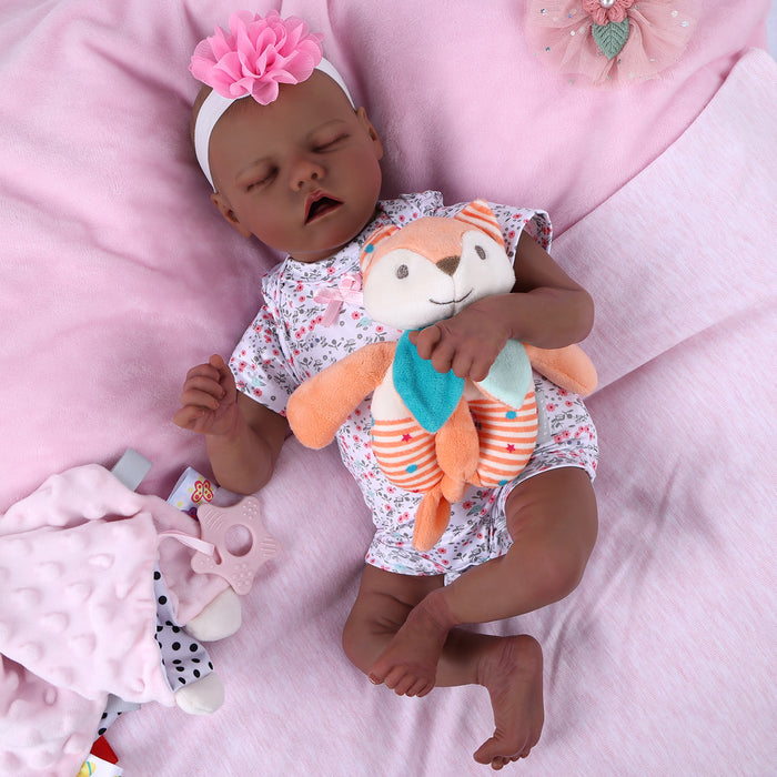 Babeside 17'' Reborns Girl Twinnie - Real Life Poseable African American Toddler Baby Dolls