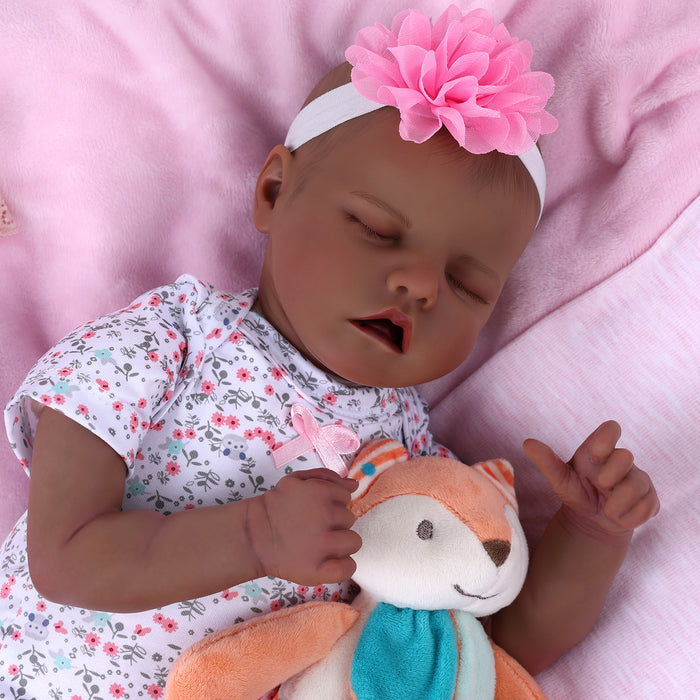 Babeside 17'' Reborns Girl Twinnie - Real Life Poseable African American Toddler Baby Dolls