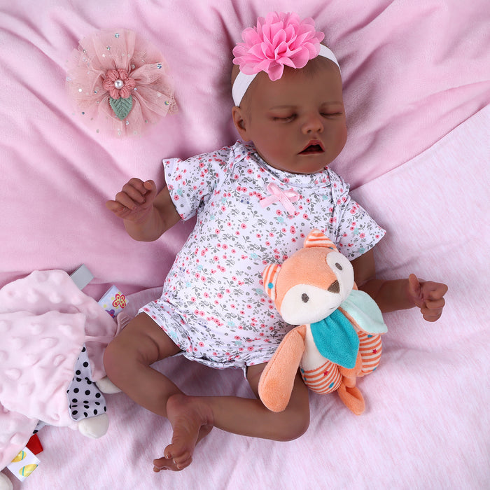 Babeside 17'' Reborns Girl Twinnie - Real Life Poseable African American Toddler Baby Dolls