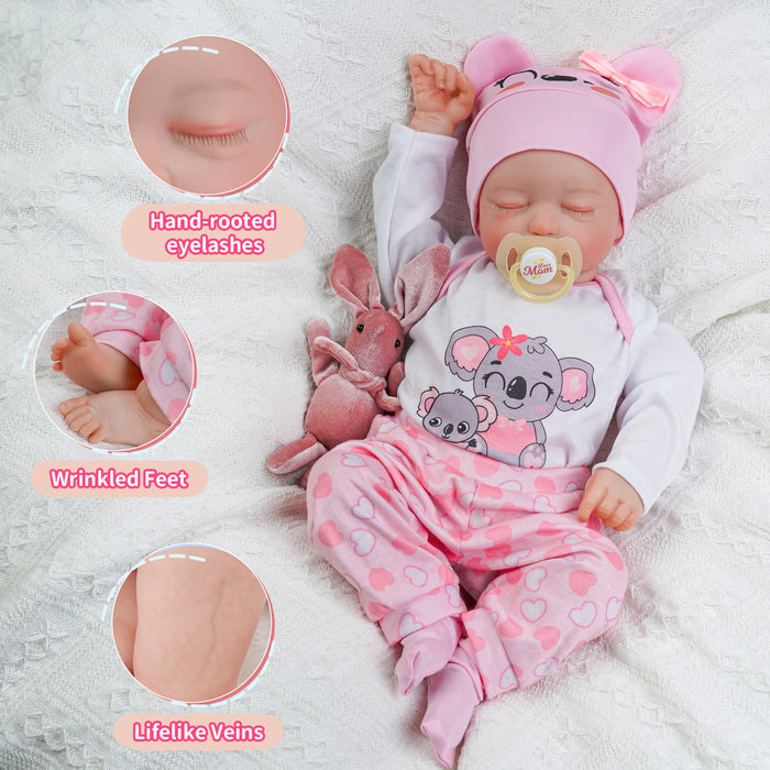 Babeside 17" Sleeping Newborn Baby Girl Pink Beta