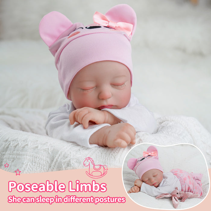 Babeside 17" Sleeping Newborn Baby Girl Pink Beta