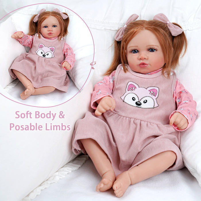 Babeside 20'' Realistic Reborn Baby Doll Blue Eyes Charming Girl Miya - Little Fox Pattern