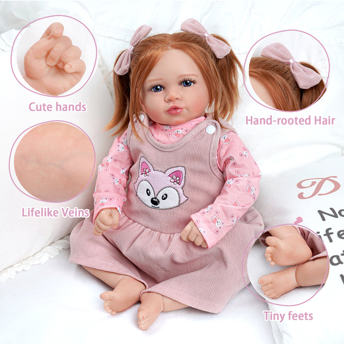 Babeside 20'' Realistic Reborn Baby Doll Blue Eyes Charming Girl Miya - Little Fox Pattern