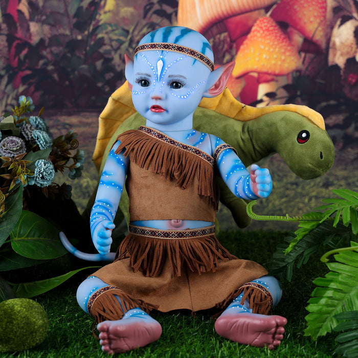 Babeside 22'' Realistic Adorable Reborn Baby Doll Awake Blue Fairy Alien Tribal Girl Landes
