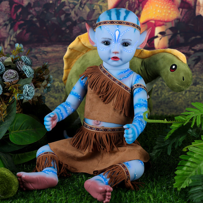 Babeside 22'' Realistic Adorable Reborn Baby Doll Awake Blue Fairy Alien Tribal Girl Landes