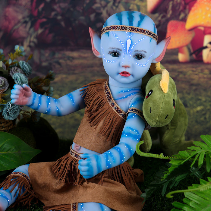 Babeside 22'' Realistic Adorable Reborn Baby Doll Awake Blue Fairy Alien Tribal Girl Landes