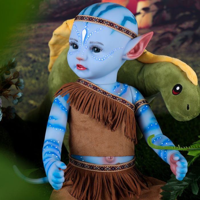 Babeside 22'' Realistic Adorable Reborn Baby Doll Awake Blue Fairy Alien Tribal Girl Landes