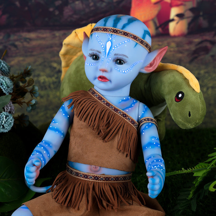 Babeside 22'' Realistic Adorable Reborn Baby Doll Awake Blue Fairy Alien Tribal Girl Landes