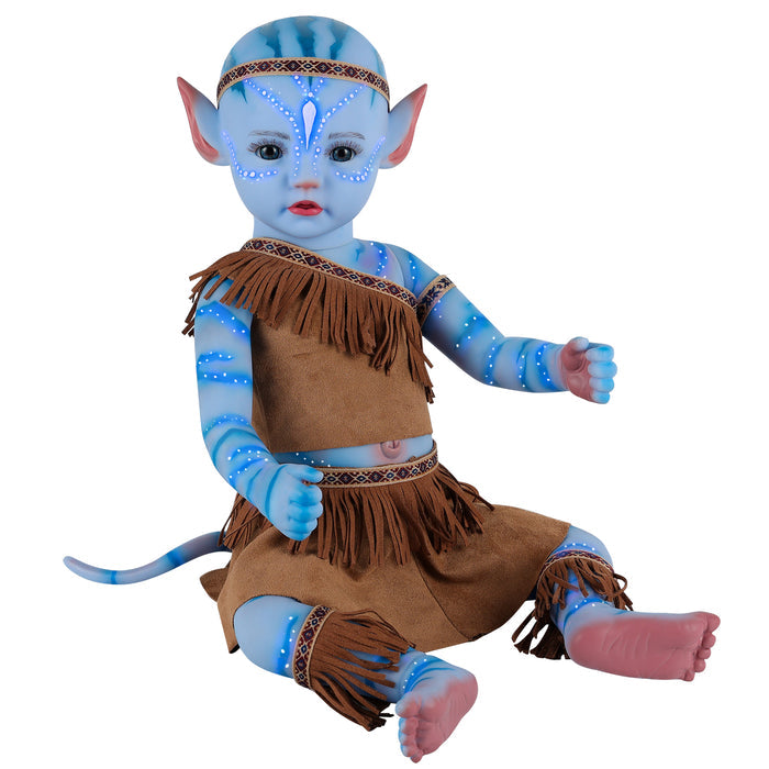 Babeside 22'' Realistic Adorable Reborn Baby Doll Awake Blue Fairy Alien Tribal Girl Landes