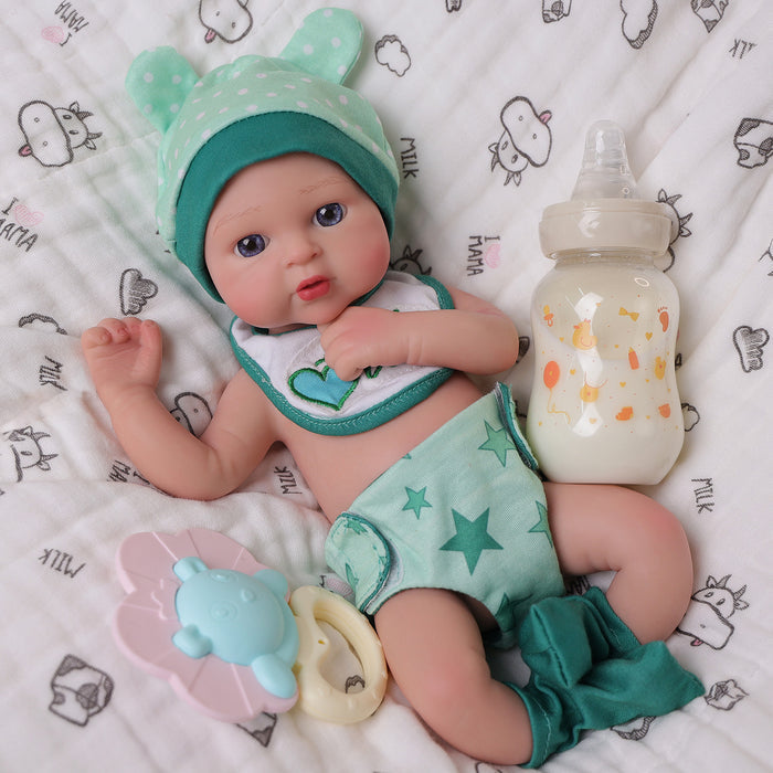 Babeside Abby 12" Full Silicone Reborn Baby Girl Lifelike Green Shiny Star Awake
