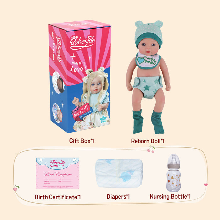 Babeside Abby 12" Full Silicone Reborn Baby Girl Lifelike Green Shiny Star Awake