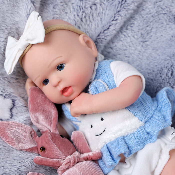 Babeside Bailyn 12'' Full Silicone Reborn Baby Girl Lovely Rabbit Blue