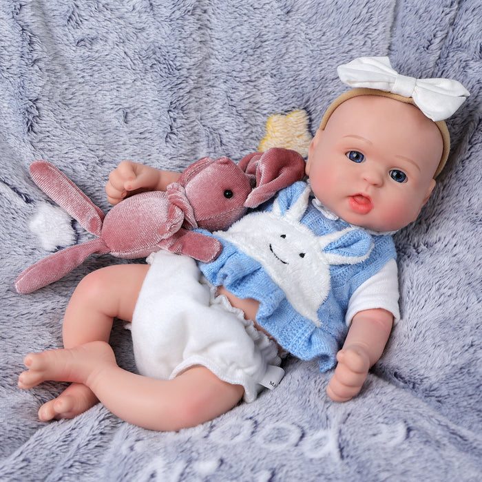 Babeside Bailyn 12'' Full Silicone Reborn Baby Girl Lovely Rabbit Blue