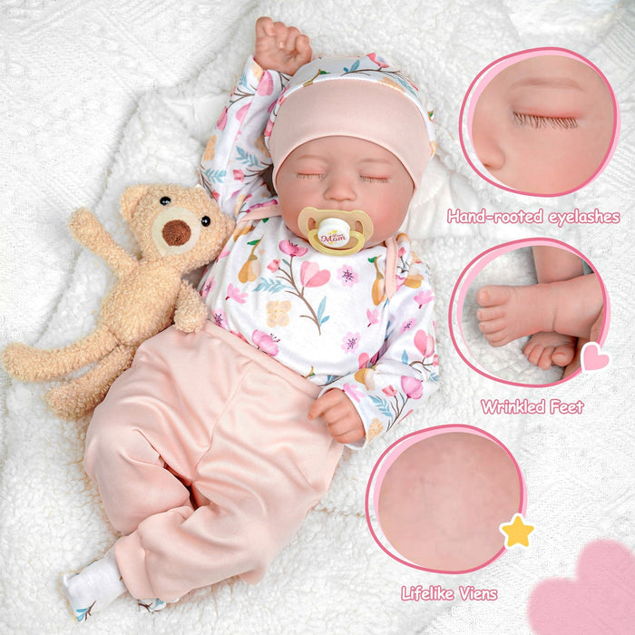 Babeside Connie 20'' Realistic Reborn Crushed Flowers Girl Doll with Heartbeat Coos and Breath