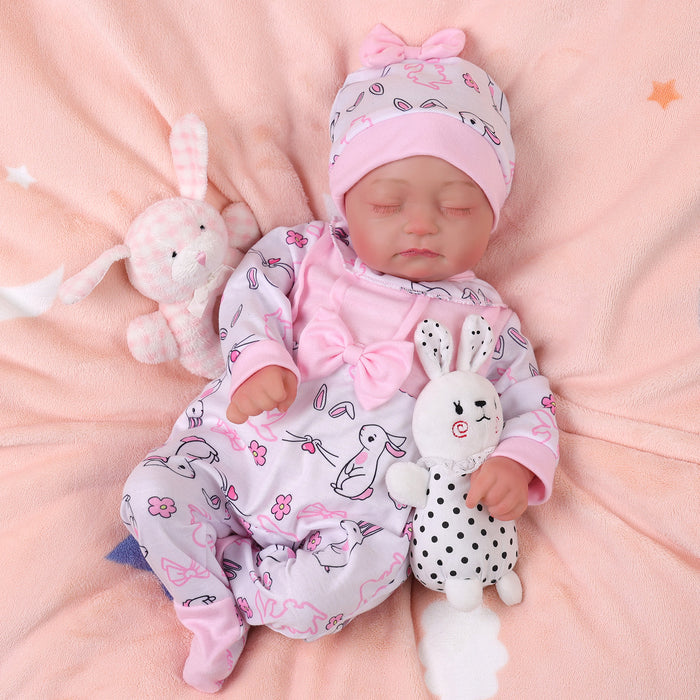 Babeside Connie 20'' Realistic Reborn Girl Baby Doll Sleeping Pink Bunny Lovely
