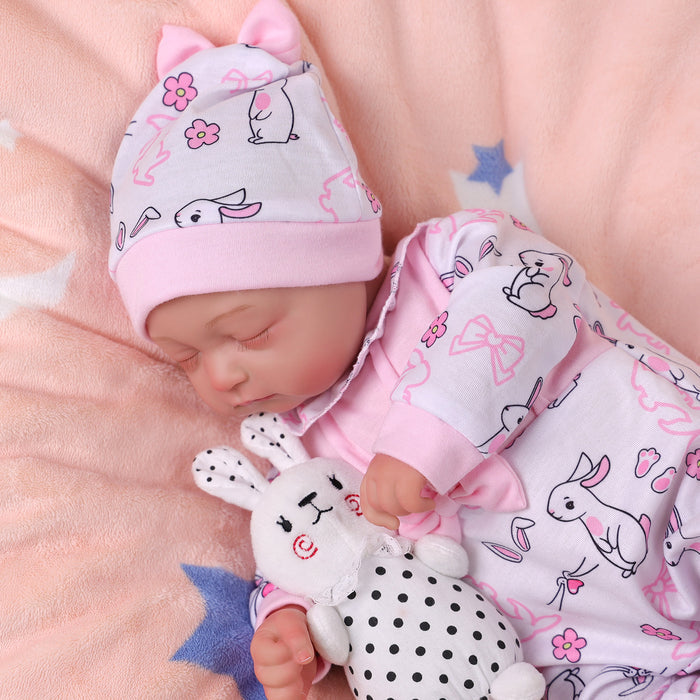 Babeside Connie 20'' Realistic Reborn Girl Baby Doll Sleeping Pink Bunny Lovely