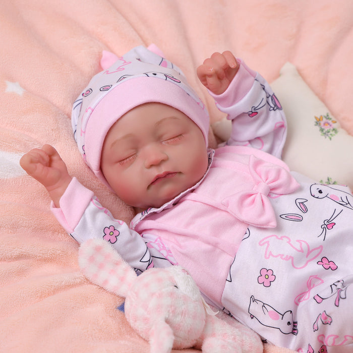 Babeside Connie 20'' Realistic Reborn Girl Baby Doll Sleeping Pink Bunny Lovely