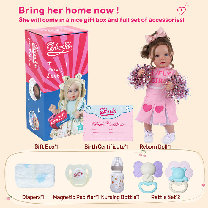 Babeside Daisy 20'' Reborn Baby Doll Energetic Cheerleading Girl Pink