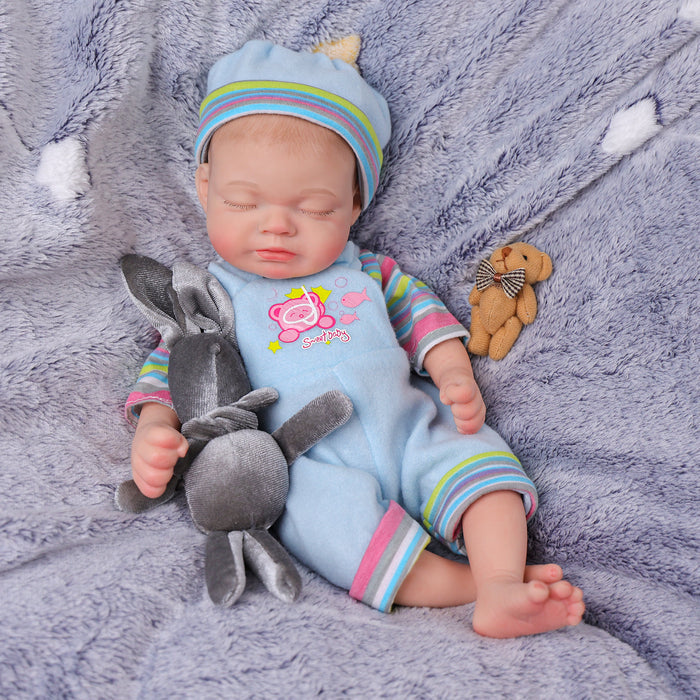 Babeside Julia 12'' Full Silicone Reborn Baby Doll Sleeping Boy Lovely Blue