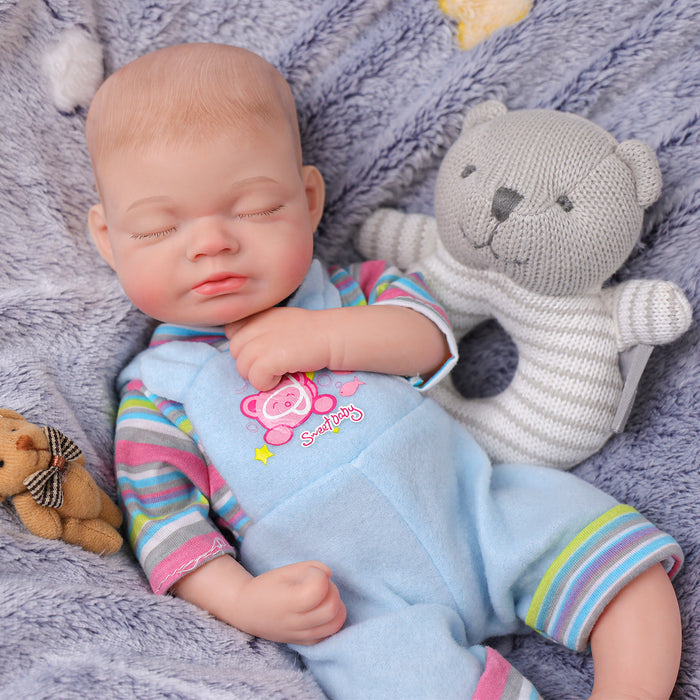 Babeside Julia 12'' Full Silicone Reborn Baby Doll Sleeping Boy Lovely Blue