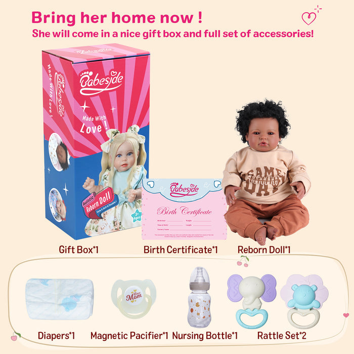 Babeside Laney 20'' Realistic Reborn Baby Doll African American Baseball Boy Lovely Sport Style Awake