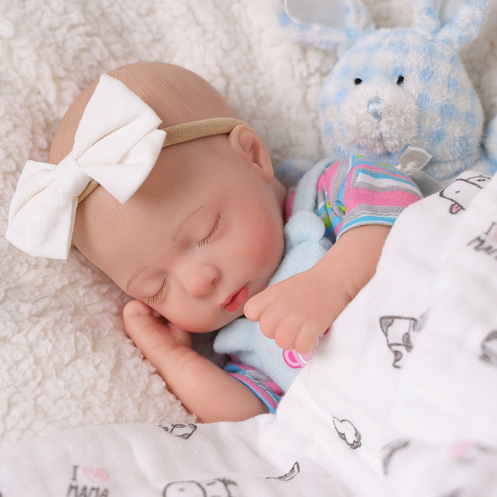 Babeside Lola 12" Full Silicone Reborn Baby Doll Infant Cute Sleeping Girl Bear