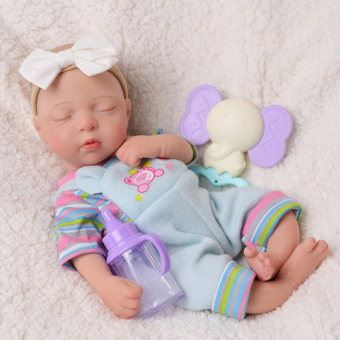 Babeside Lola 12" Full Silicone Reborn Baby Doll Infant Cute Sleeping Girl Bear