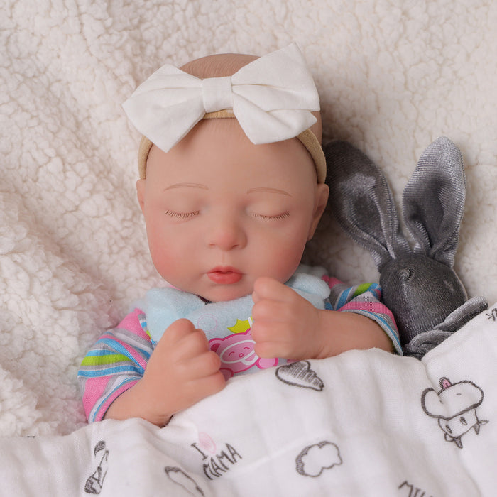Babeside Lola 12" Full Silicone Reborn Baby Doll Infant Cute Sleeping Girl Bear