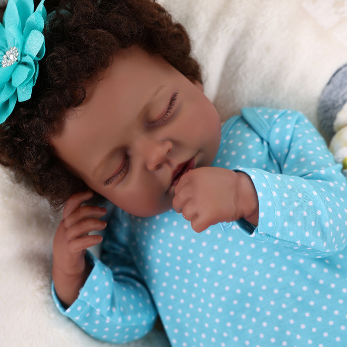 Babeside Lucy 20 inch Lifelike Reborn American African Baby Doll Baby Girl Blue Spots