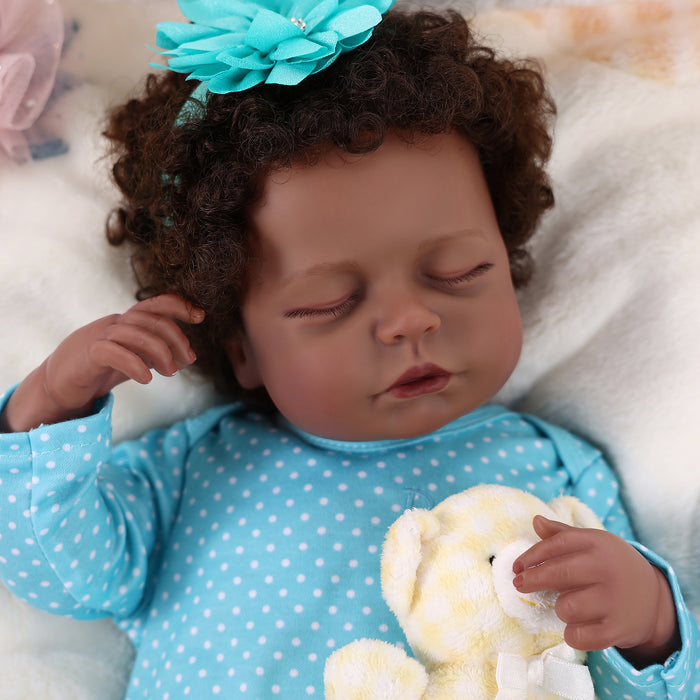 Babeside Lucy 20 inch Lifelike Reborn American African Baby Doll Baby Girl Blue Spots