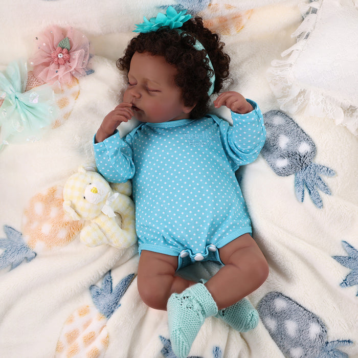 Babeside Lucy 20 inch Lifelike Reborn American African Baby Doll Baby Girl Blue Spots