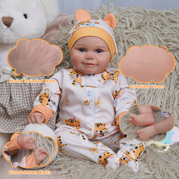 Babeside Maddy 20" Reborn Baby Doll Girl Awake Infant Lovely Tiger