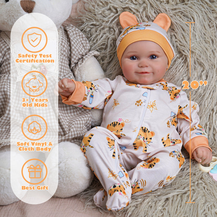 Babeside Maddy 20" Reborn Baby Doll Girl Awake Infant Lovely Tiger