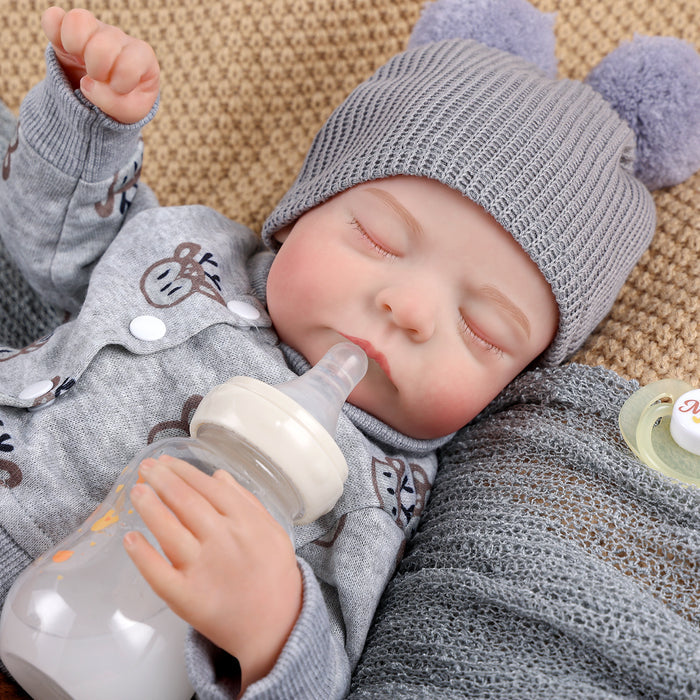 Babeside Noah 20" Reborn Baby Doll Grey Top and Brown Knit Pants Infant Boy
