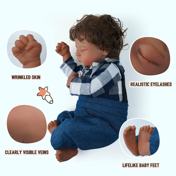 Babeside Noah Realistic 20" Infant Truly American African Reborn Baby Doll Boy