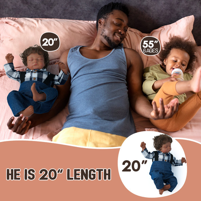 Babeside Noah Realistic 20" Infant Truly American African Reborn Baby Doll Boy