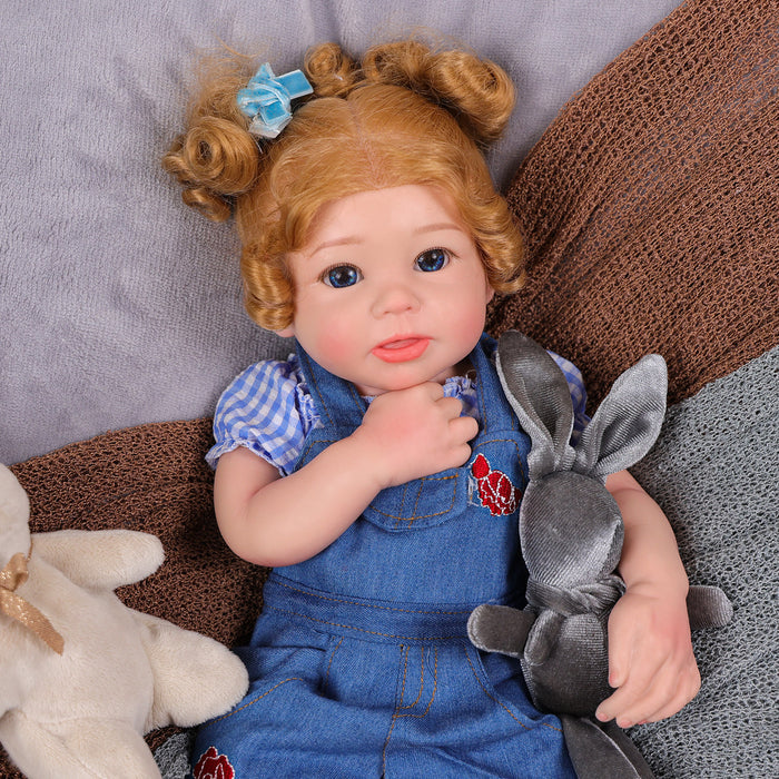 Babeside Stella 16'' Full Silicone Reborn Baby Doll Blue Suit Charming Girl