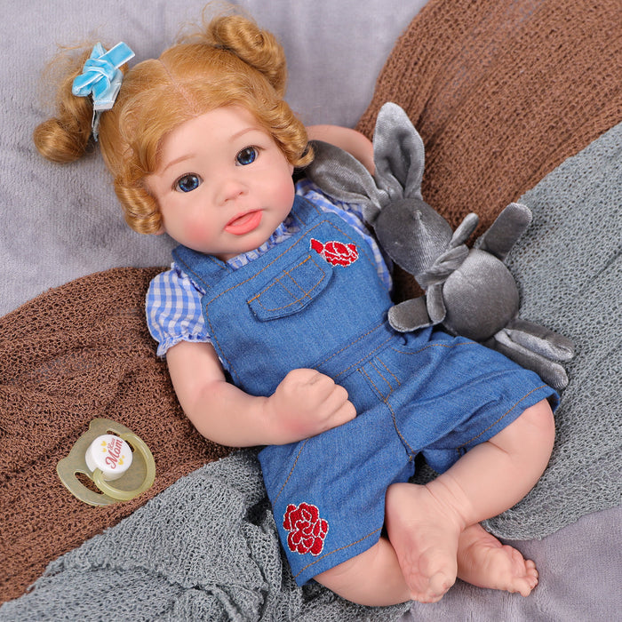 Babeside Stella 16'' Full Silicone Reborn Baby Doll Blue Suit Charming Girl